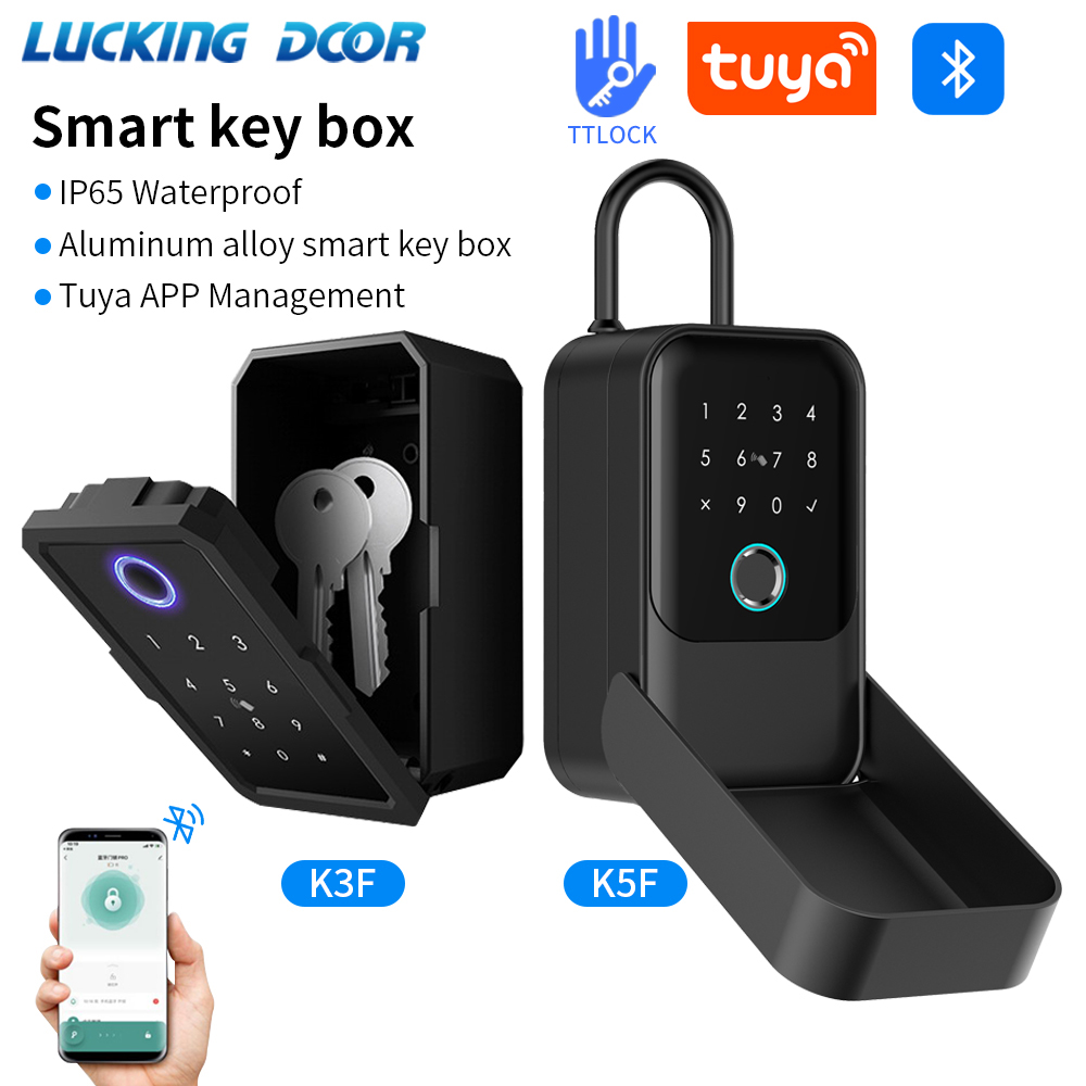 Smart Home Box - Tuya แอปพลิเคชั่นอัจฉริยะหรือแอป ttlock กลางแจ้งกล่องตู้นิรภัยเก็บกุญแจกันน้ำรักษาความปลอดภัยด้วยลายนิ้วมือรหัสผ่านกล่องกุญแจล็อคกันขโมย
