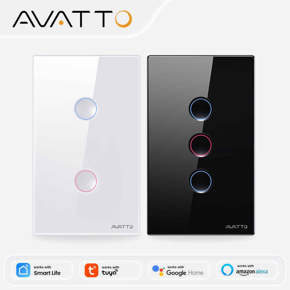 Smart Home Internet - AVATTO 1/2/3/4 Gang ZigBee สวิตช์ไฟอัจฉริยะไร้สายแบบติดผนัง สวิตช์แบบสัมผัส
