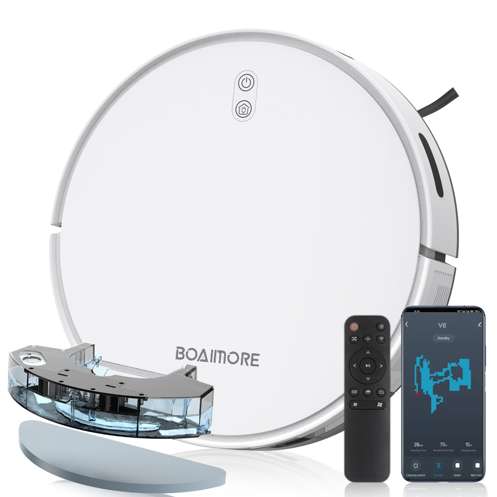Smart Home Internet - หุ่นยนต์ดูดฝุ่นแบบม็อบพร้อมระบบควบคุมผ่านแอพไร้สายอัจฉริยะ 6500PA เครื่องกวาดพื้นแบบชาร์จไฟเองสำหรับบ้าน
