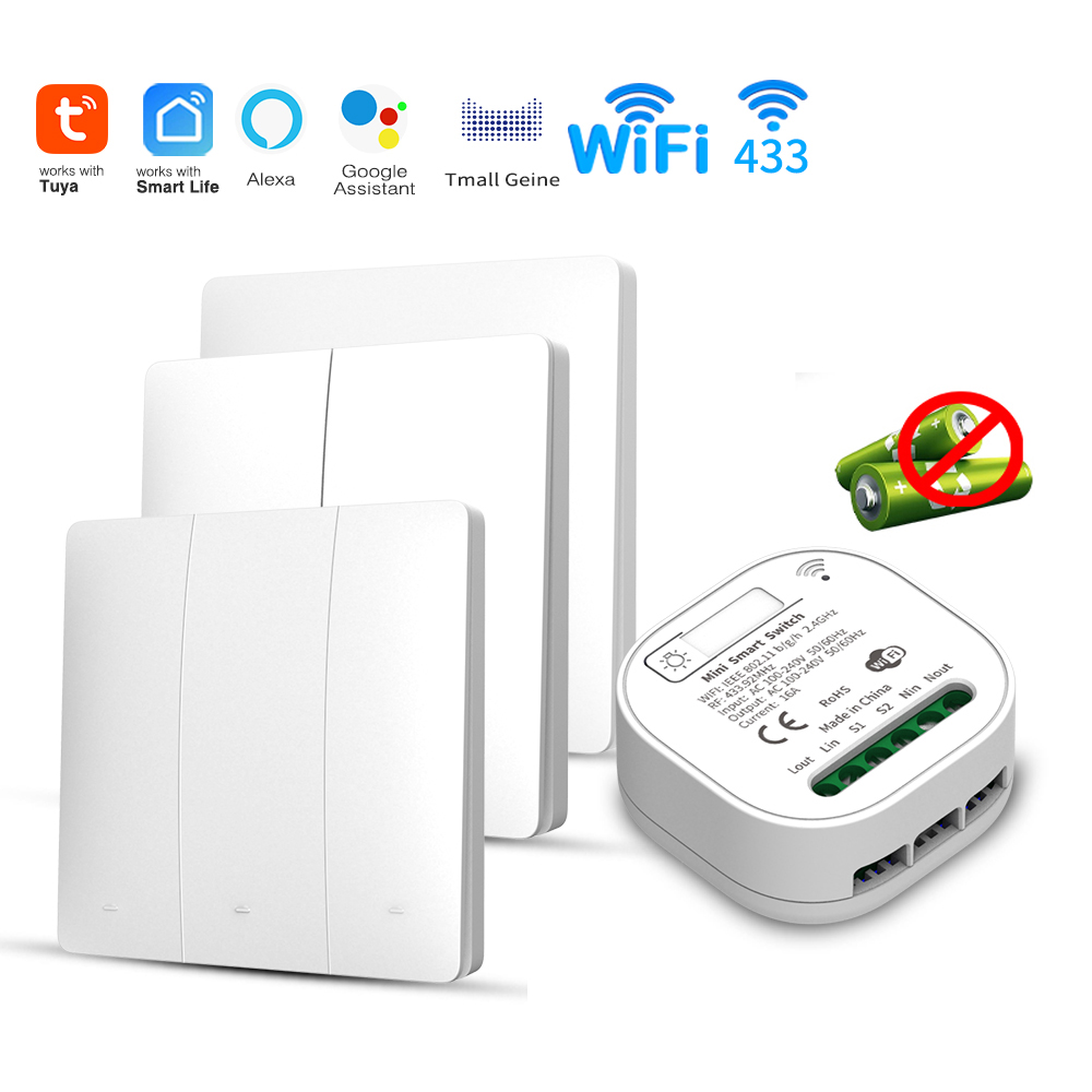 Smart Home Internet - สวิตช์ไฟอัจฉริยะ Tuya WiFi แบบใช้พลังงานในตัว ไม่ต้องใช้แบตเตอรี่ ทำงานร่วมกับ