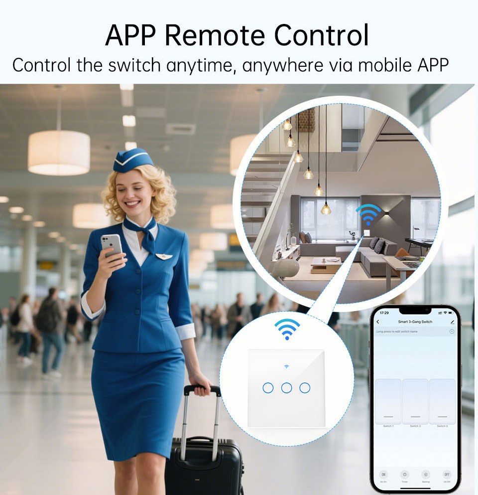 สวิตช์ไฟติดผนังแบบสัมผัส WiFi  - Smart Home Internet บทวิจารณ์และราคา