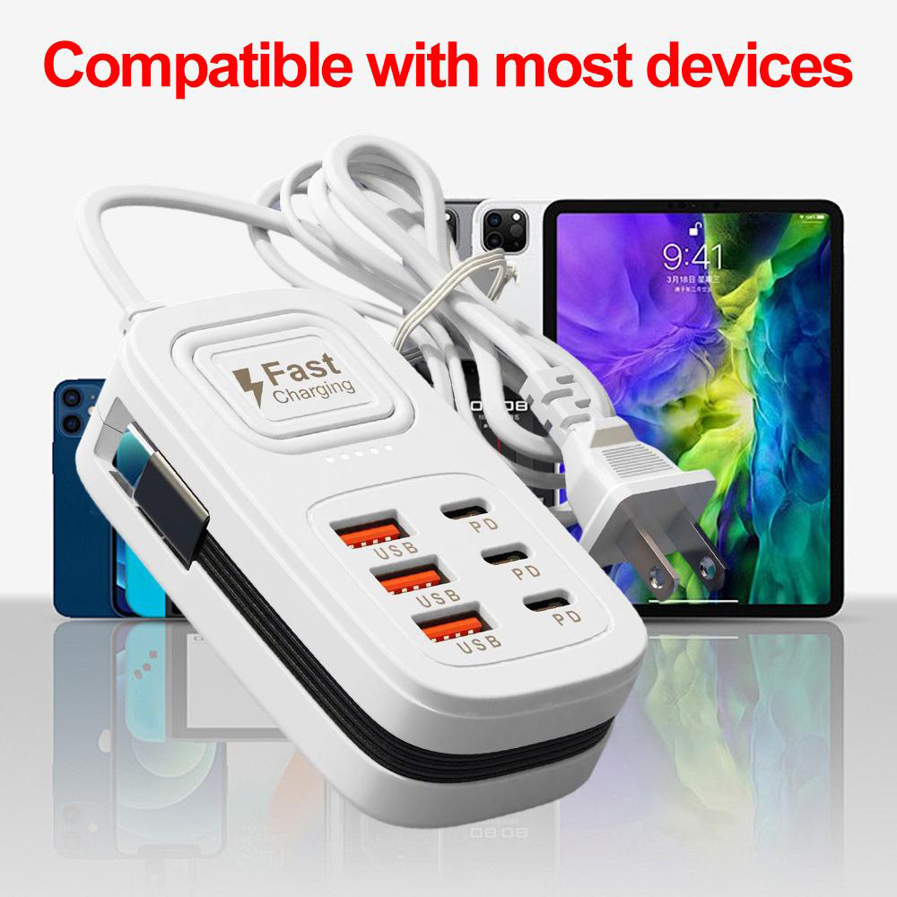 ปลั๊กไฟชาร์จเร็ว 6 พอร์ต USB แ - Smart Power Strip บทวิจารณ์และราคา