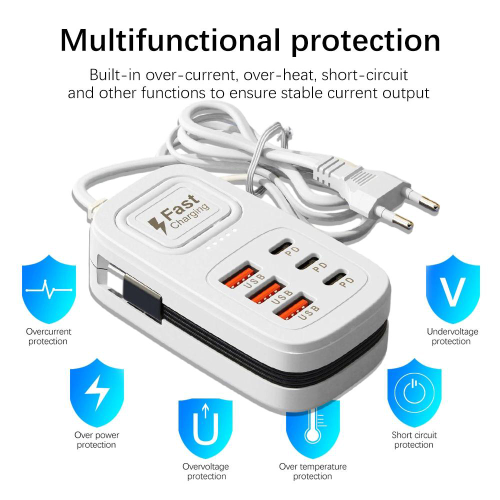 ปลั๊กไฟชาร์จเร็ว 6 พอร์ต USB แ - Smart Power Strip บทวิจารณ์และราคา